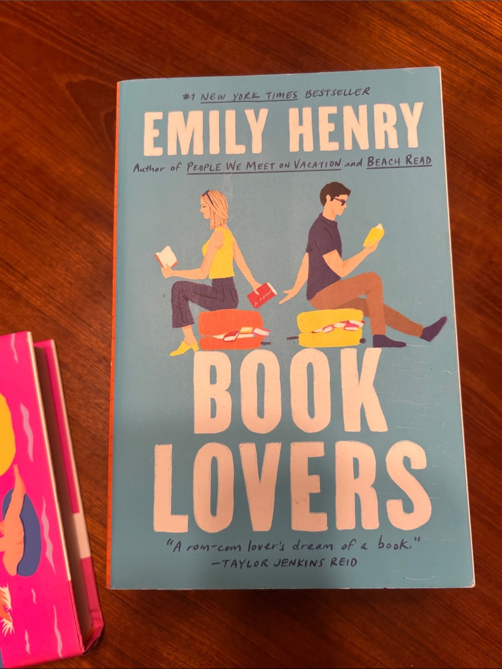 Emily Henry Paperback and Hardback Stack — Bright Orange, Pink, Green, Blue